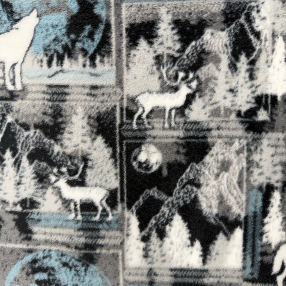 Fabric Fleece Plush Wolves & Moon Patch Blue 2 Yds Anti-Pill Midweight 58” wide